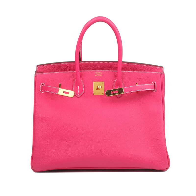 【二手95新】爱马仕bk35金扣 e5糖果粉 ep皮手提包b4993