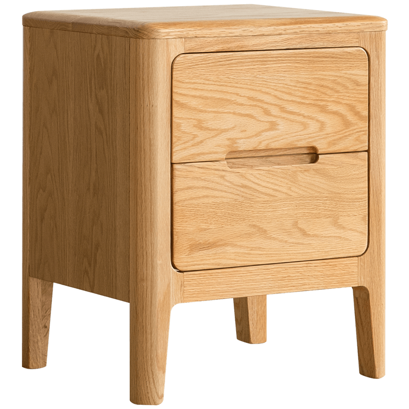 原始原素 实木床头柜 橡木双抽斗柜北欧现代简约卧室储物柜 JD-1193