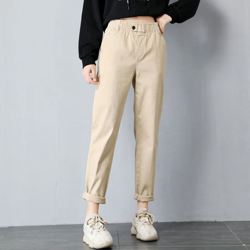 风采春季薄款休闲裤女学生宽松显瘦工装裤高腰萝卜裤网红奶奶老爹裤子