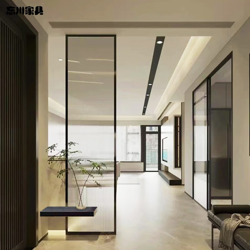 现代轻奢长虹玻璃屏风客厅入户玄关不锈钢卫生间遮挡网红北欧隔断