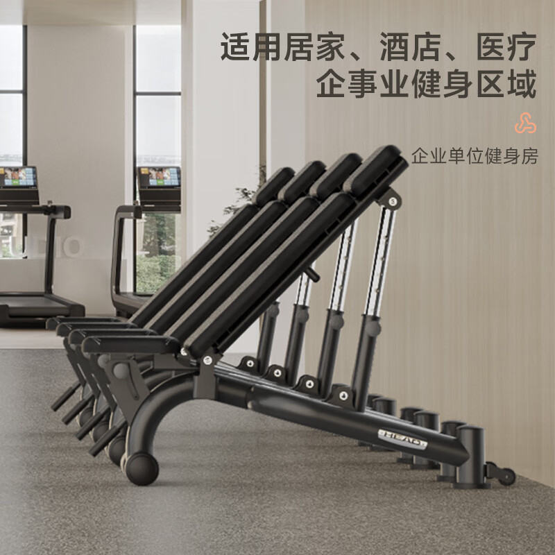 海德(HEAD)哑铃凳商用款全折叠卧推凳家用健身器材椅训练飞鸟凳仰卧起坐 商用品质/多功能/大承重