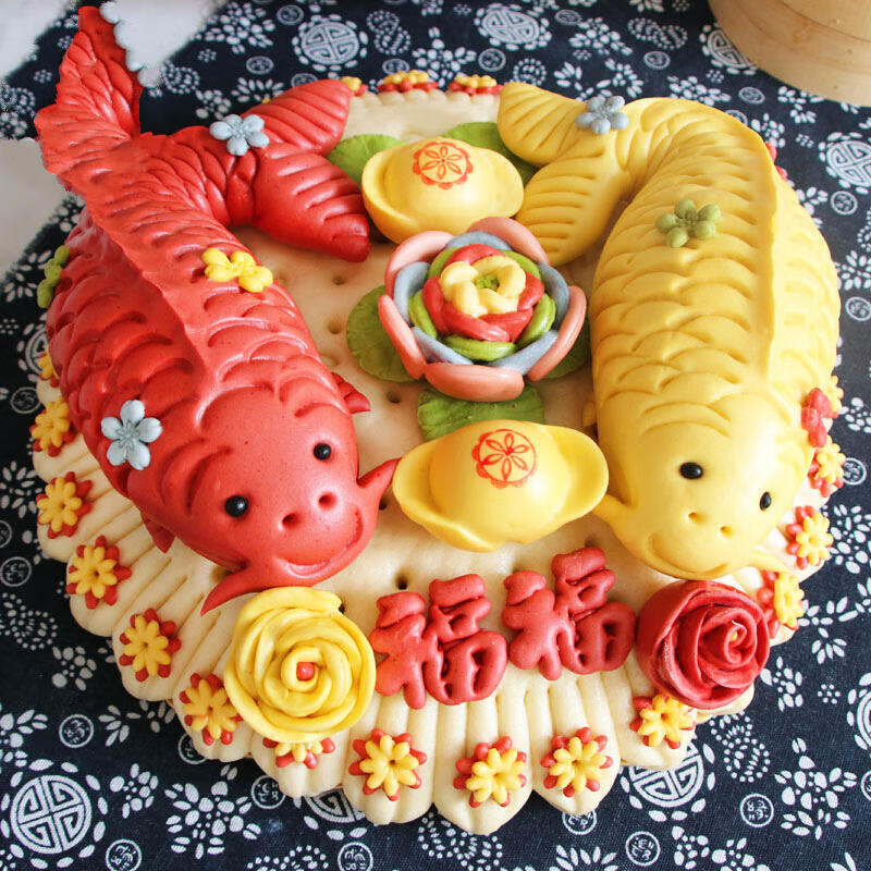 虎钢馋胶东花饽饽山东特产花样馒头馍馍年有余中式蛋糕 【年年有余】