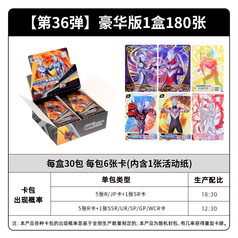 卡游奥特曼卡片豪华版36弹布莱泽满星2元包wcr卡红gp收藏卡牌 36弹