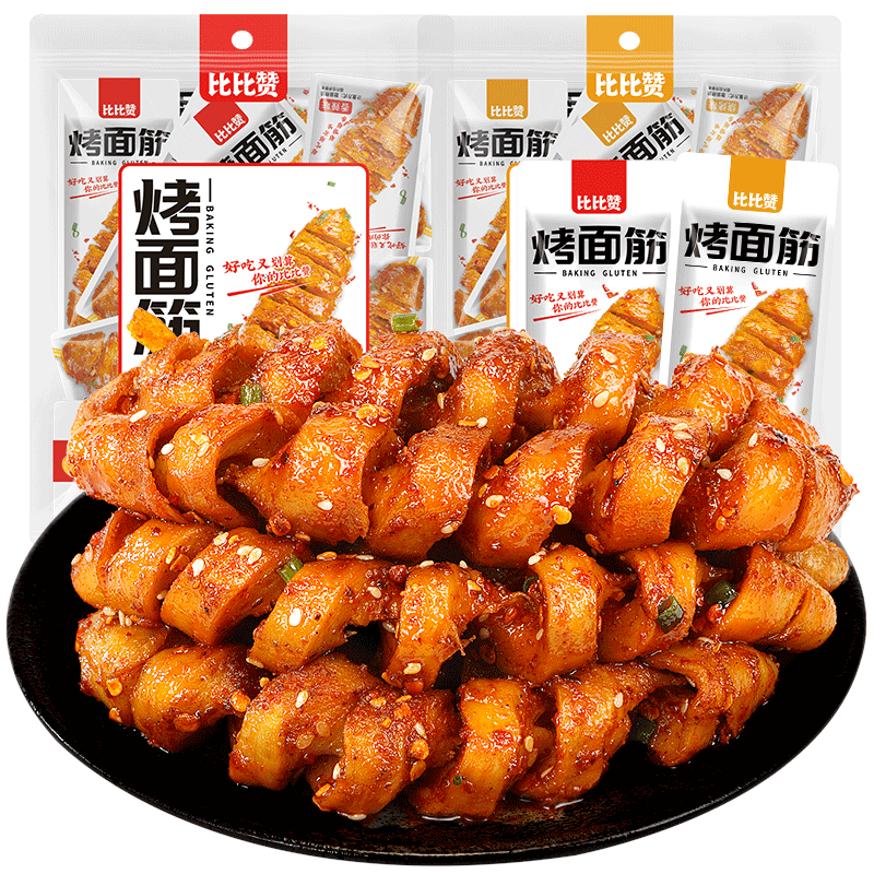 比比赞（BIBIZAN）烤面筋混合味558g面筋卷网红豆干制品小吃素食解馋休闲零食品