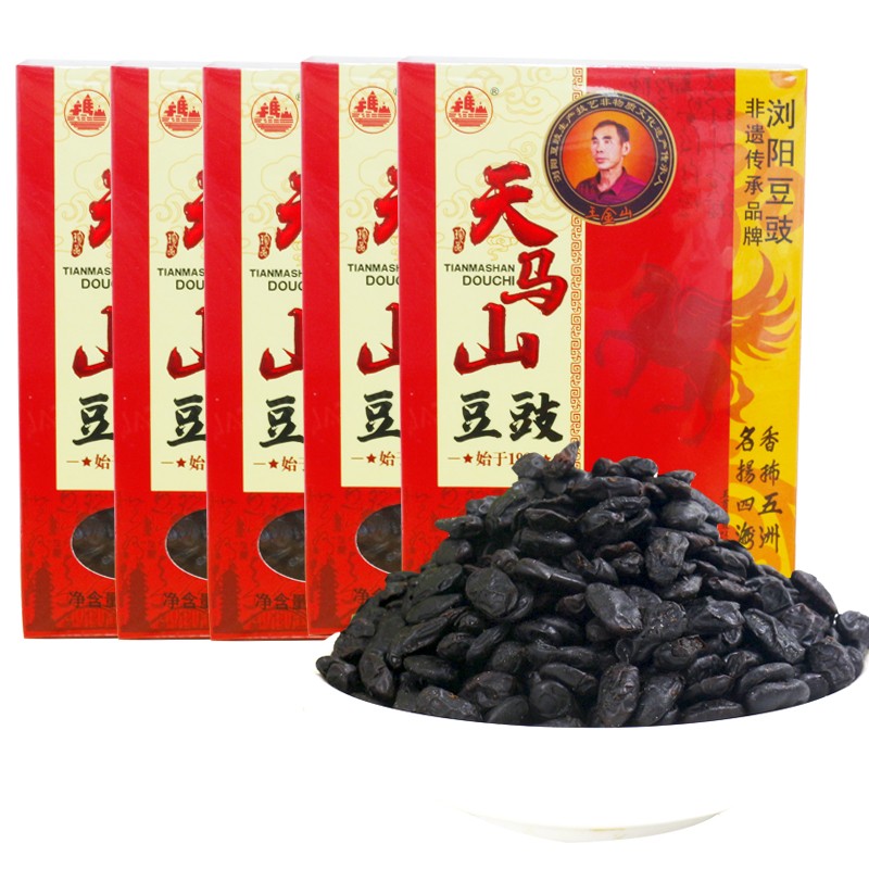 天馬山 湖南味道老牌天马山豆豉黑豆子350g*5原汁窠心调料蒸菜好帮手 天马山豆豉350g*5盒