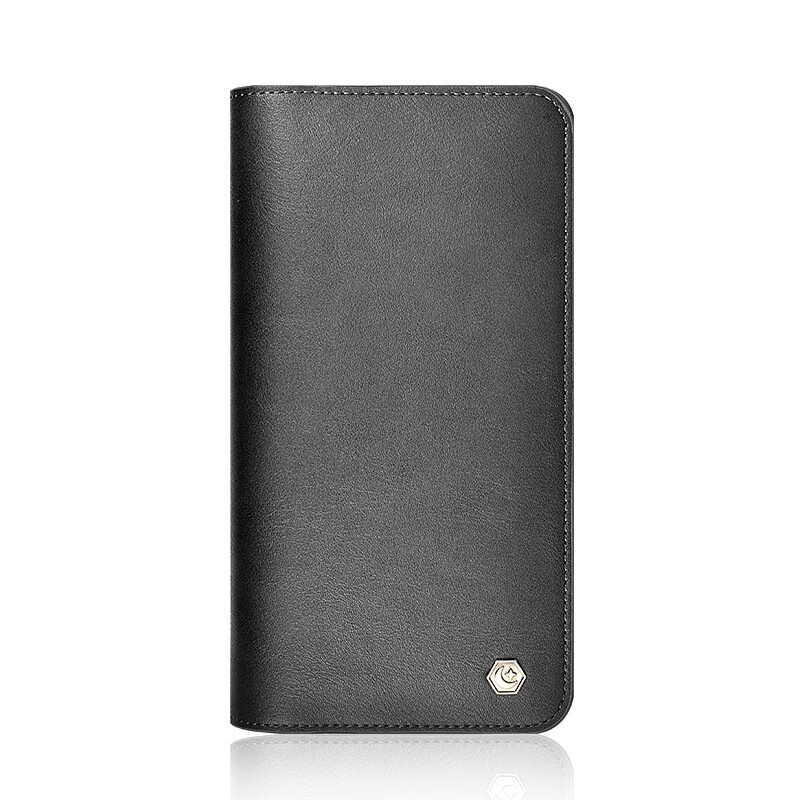 兰里斯卡双手机收纳包适用苹果iphone华为小米vivo真皮保护套牛皮手拿钱包 2024升级真皮款【曜岩黑】