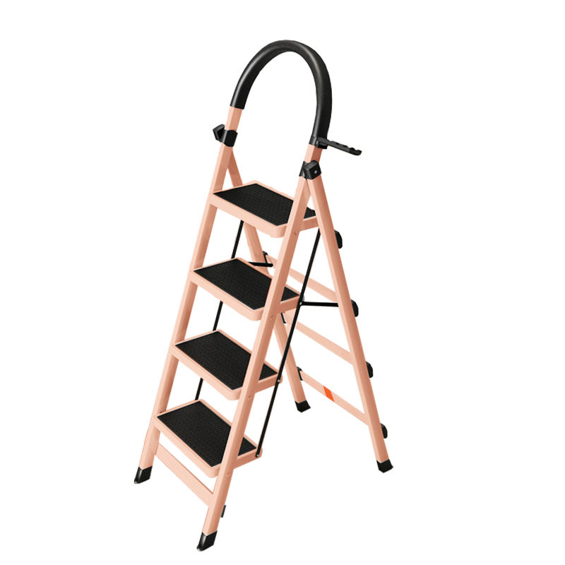 【工来工往】家用梯梯子家用人字梯加厚加粗铁梯折叠梯子多功能梯子登高梯室内梯子爬梯合梯家用扶梯四步梯 四步梯驼色