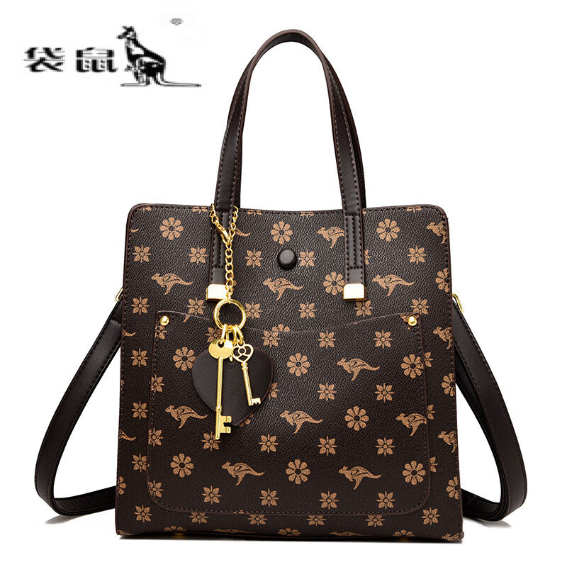 【官方】旗舰包包女包新款2023斜挎包女单肩包女时尚印花 花瓣配棕