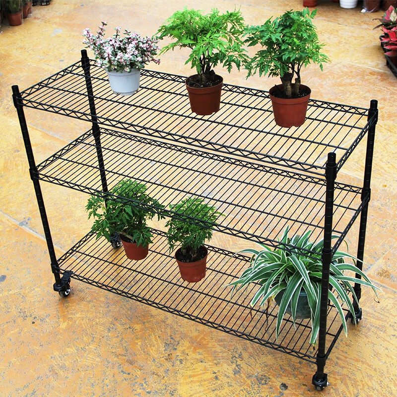 不锈钢种菜阳台移动铁艺兰花花盆绿植立体mdng 花架长60宽35高90三层