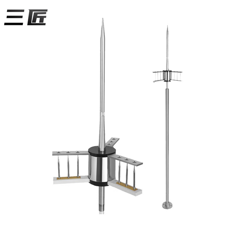 三匠提前放电避雷针带立杆2米 防雷屋顶避雷针家用工业室外别墅避雷针