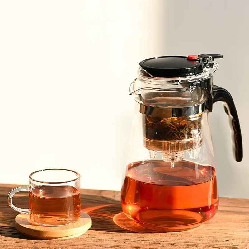 德国moosen耐热玻璃按压式茶壶飘逸杯花茶壶玻璃大容量过滤泡茶壶500