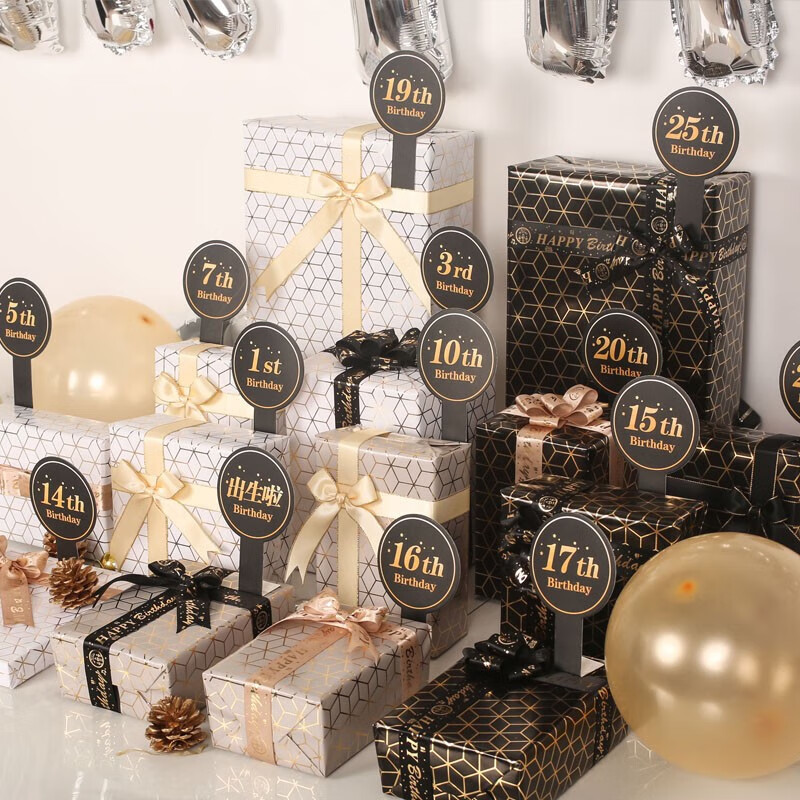 脉秀 情人节祝福感谢标签贴员工生日礼物年龄数字贴牌生日封口贴 生日