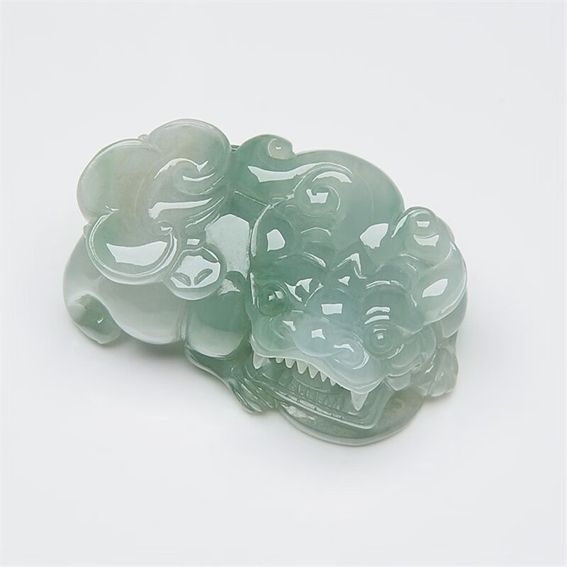 甄祥a货翡翠霸王貔貅吊坠 天然缅甸淡绿色玉石貔恘皮犰玉挂件461