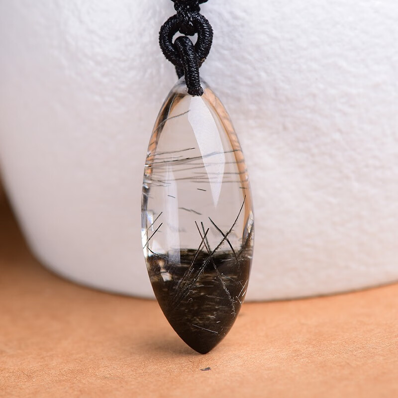 天然水晶 黑发晶马眼吊坠 全净体黑发晶钛晶招财进宝保平安 男女款