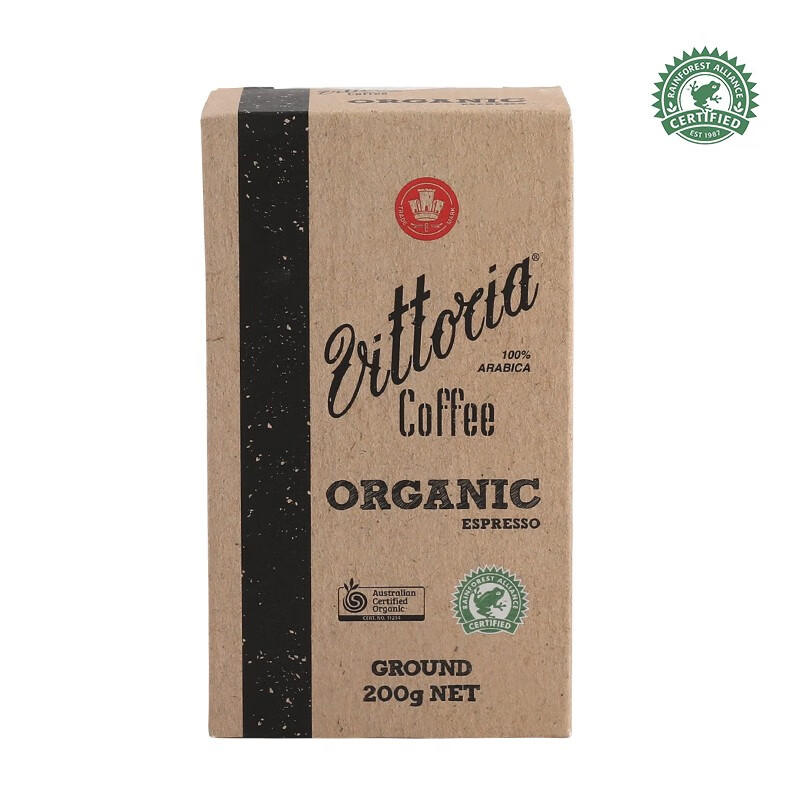 Vittoria 雨林认证(Organic) 澳大利亚原装进口 纯黑咖啡粉 意式 中度烘焙 200g 雨林认证咖啡粉