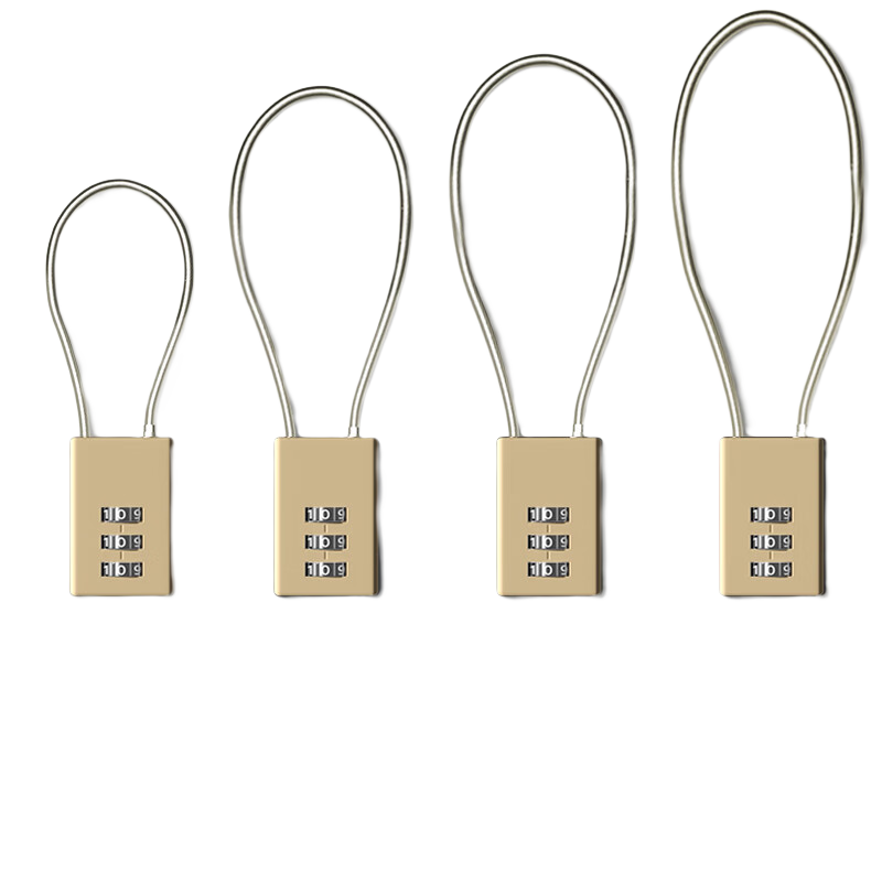 RESET密碼掛鎖柜門鎖鋼絲鎖防銹防盜衣柜行李箱小鎖頭側(cè)滑小掛鎖RST02U 金色10cm掛鎖02U