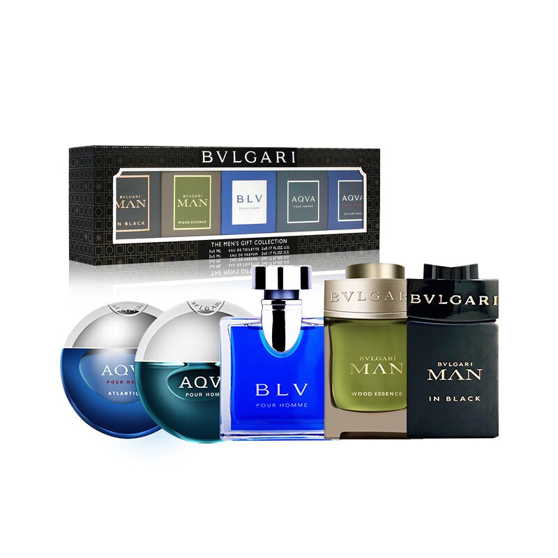 宝格丽(bvlgari) 蓝茶 宝蓝男士淡香水 经典男香小样5件礼盒套装(5ml*