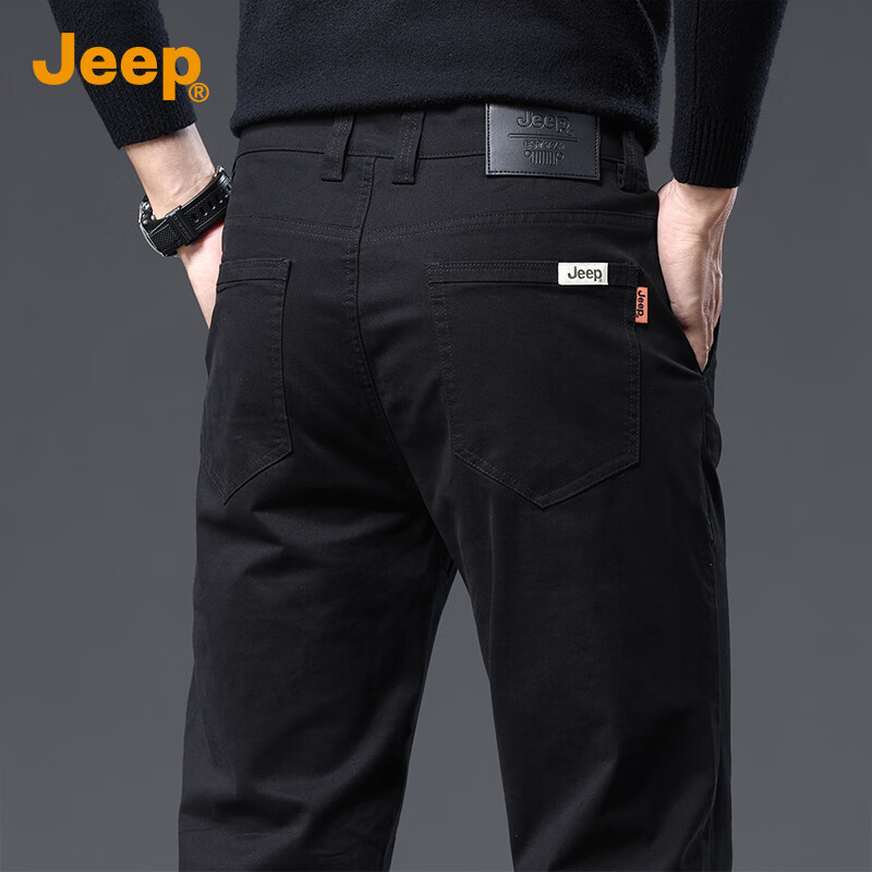 吉普（JEEP）高端男士休闲裤男2025秋冬新款商务宽松直筒裤纯棉潮牌长裤子男裤
