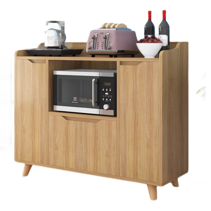 唯旺北欧实木餐边柜简约现代茶水柜餐厅微波炉柜厨房储物柜碗柜收纳小柜子烤箱柜子电器柜 黄梨木长122宽40高98cm+包安装