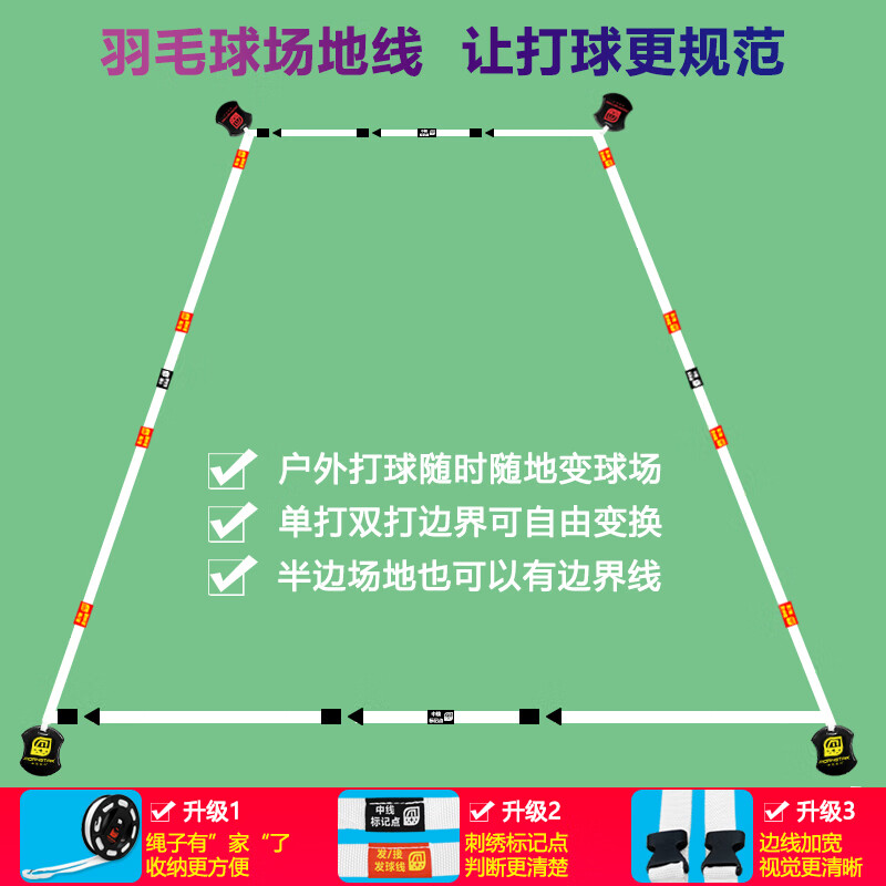 顺优羽毛球场地边界线户外毽球场地线简易便携式匹克球排球场地边界线