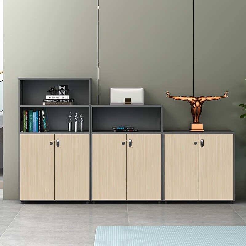 桌小简办公家具文件柜北欧风办公室打印机矮柜板式柜隔断花槽柜 橡木