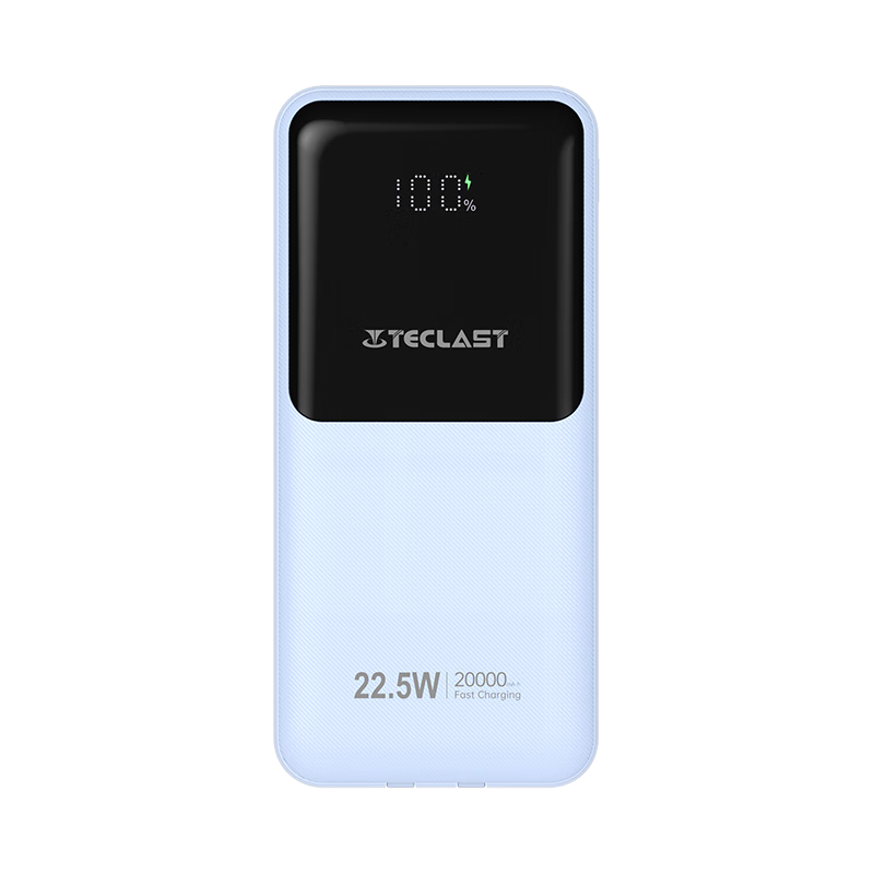 Teclast 台电 充电宝自带线20000毫安时大容量22.5W快充便携苹果20W快充移动电源 适用于苹果安卓华为小米 蓝色