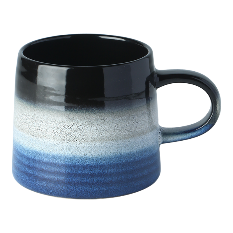 佳佰 海蓝马克杯咖啡杯牛奶杯早餐杯办公室燕麦杯麦片杯400ml