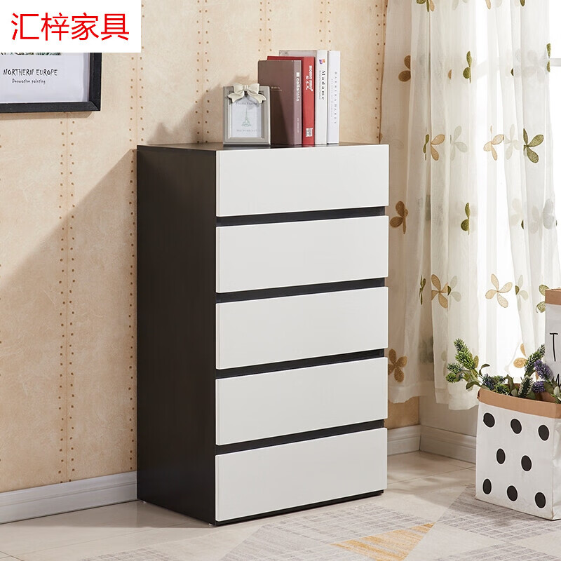 厢柔塌高品质简约现代客厅五斗柜黑白色收纳柜卧室储物柜组 抖音