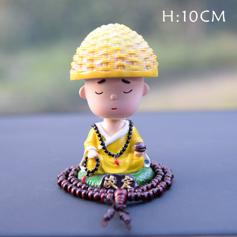 抖音同款推荐创意摇头车载摆件可爱公仔小和尚淡定平安车内饰品车上