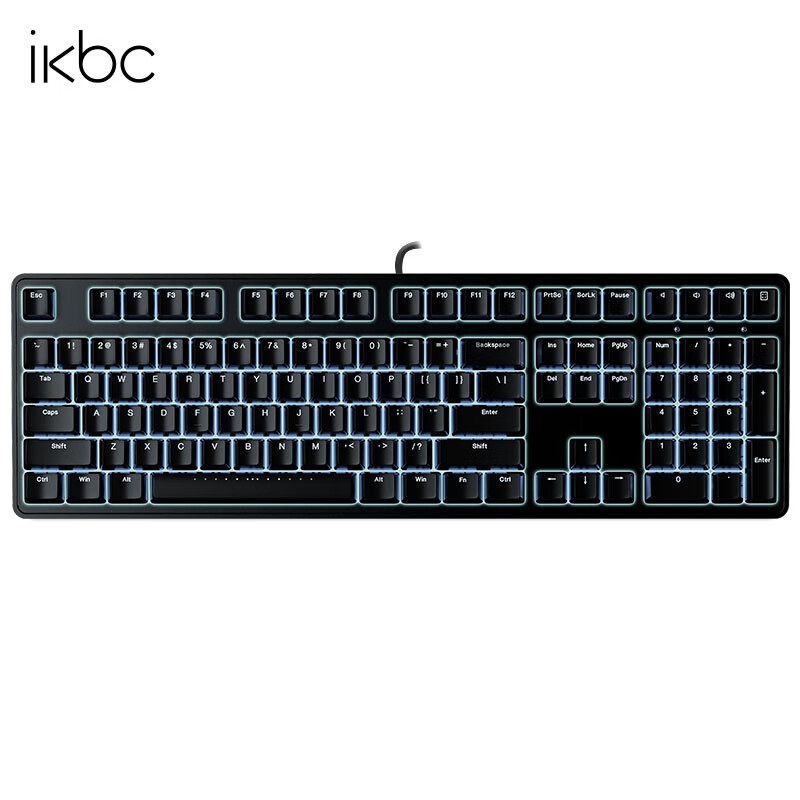 ikbc R300 白光 108键 cherry轴 游戏键盘 有线机械键盘 全尺寸背光机械键盘 黑色 茶轴