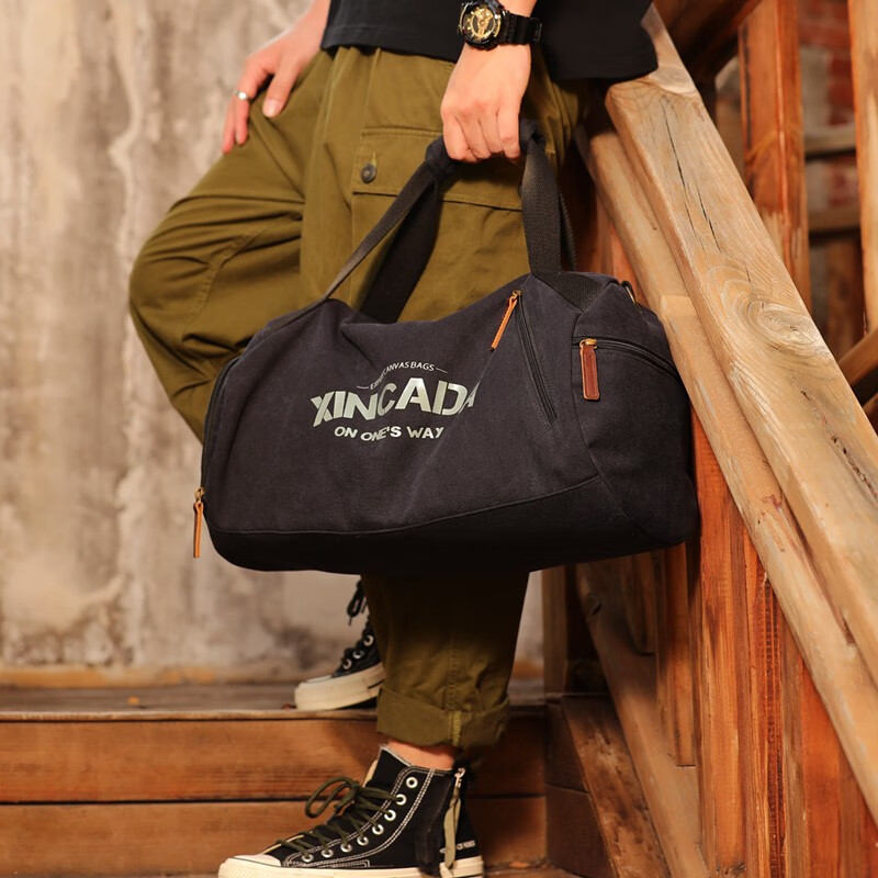 新潮代旅行包男大容量干湿分离健身包单肩训练运动斜挎包游泳手提行李包 蓝黑色【独立鞋仓】