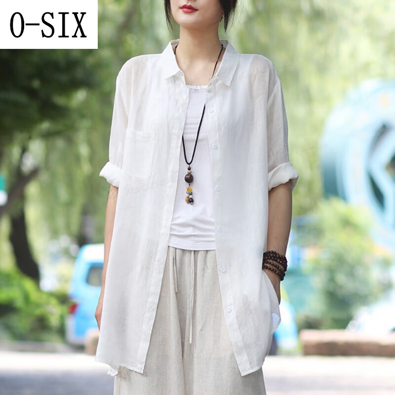 savc中年女性春秋女秋装外套新款蚕素订官方女士棉麻休闲长衬衫2023年