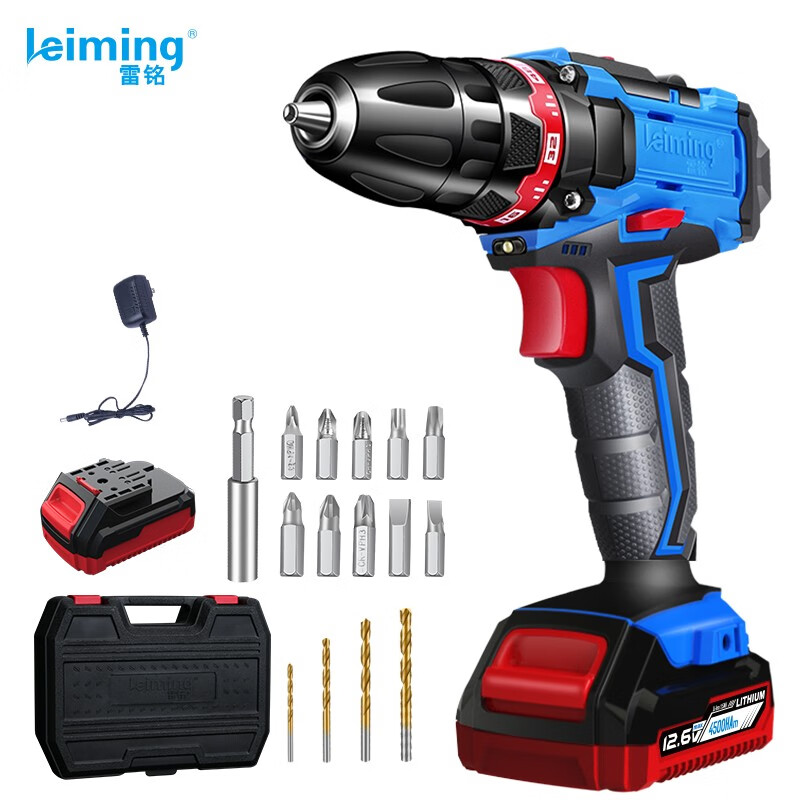 雷铭(leiming)12v无线锂电手电钻电动螺丝刀锂电钻家用电动工具箱充电式手钻电转电起子五金工具