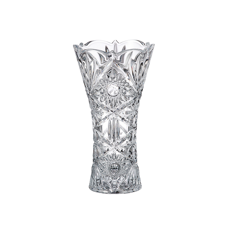 BOHEMIA捷克進(jìn)口水晶玻璃花瓶 復(fù)古太陽(yáng)花水晶玻璃花瓶 歐式擺件透明花瓶 大號(hào)30cm【Miranda收腰系列】
