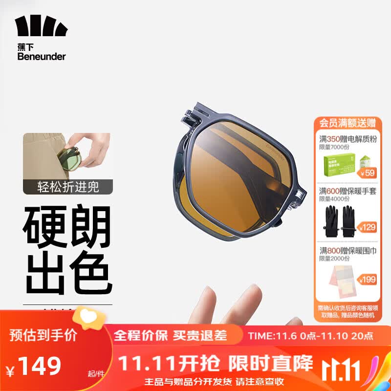 蕉下（beneunder）墨镜可折叠女偏光防紫外线防晒太阳镜眼镜男潮情侣休闲 青野苔属于什么档次？
