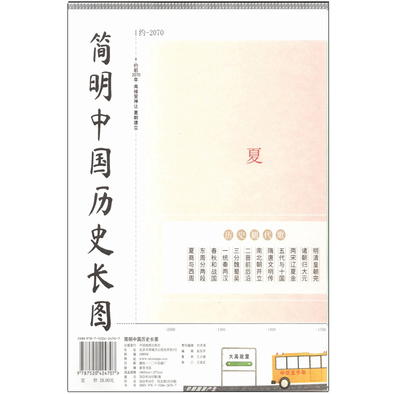 2021版 地图 学生地理图 儿童房墙贴 简明中国历史长图