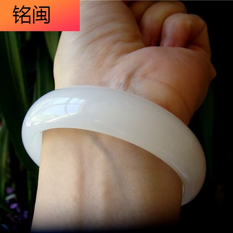 铭闽玉手镯女款手镯阿富汗玉缠丝玉蓝田玉手镯玉镯子 内径55-56mm