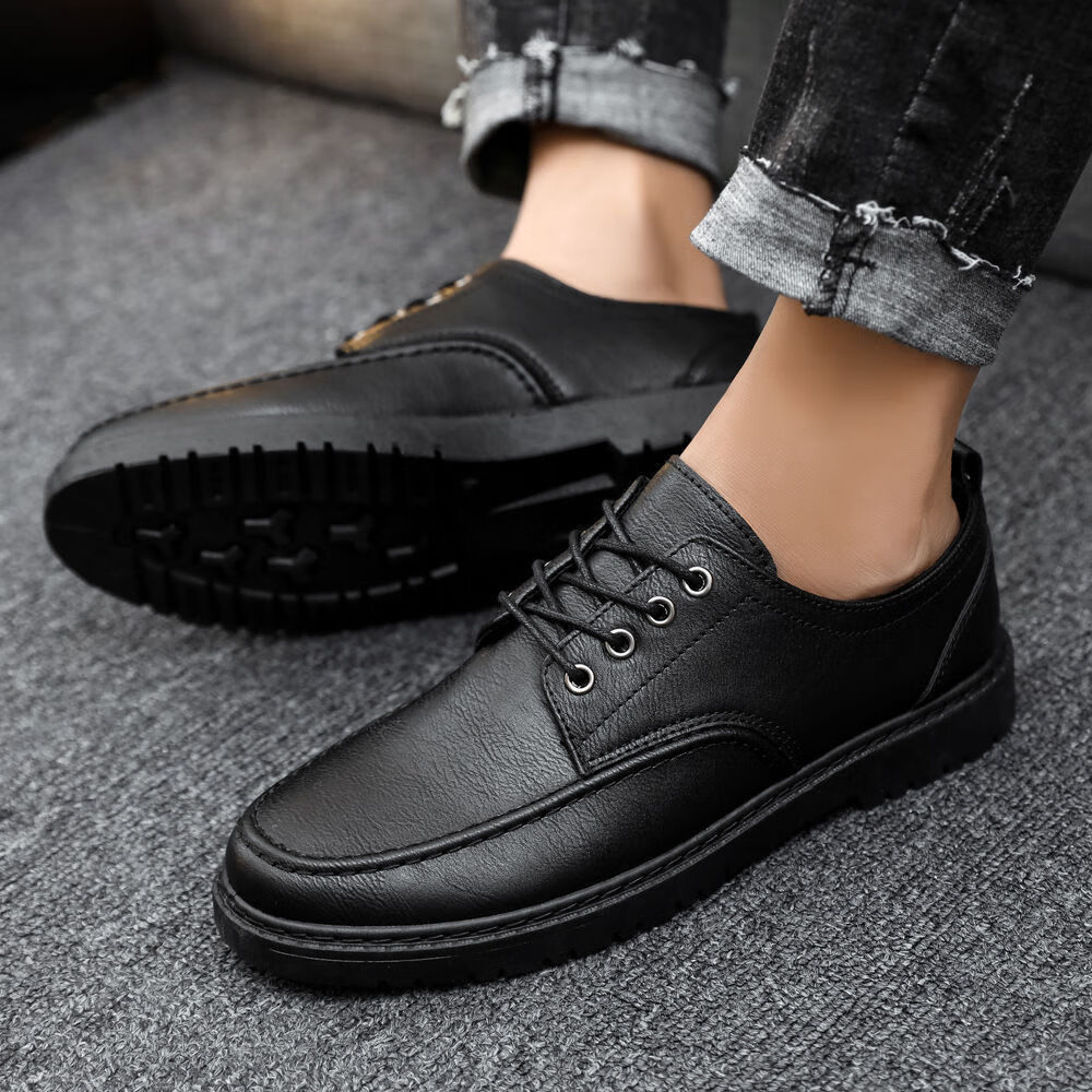 zuylfyp秋季年新款英伦皮鞋男士休闲牛仔裤搭配的秋冬百搭潮流男鞋子