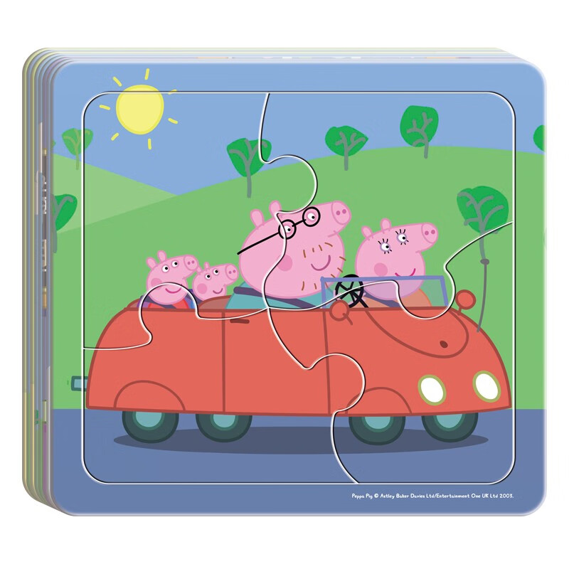 小猪佩奇 拼图儿童3-6岁形状认知异形双层加厚纸质带底板8张进阶式 8