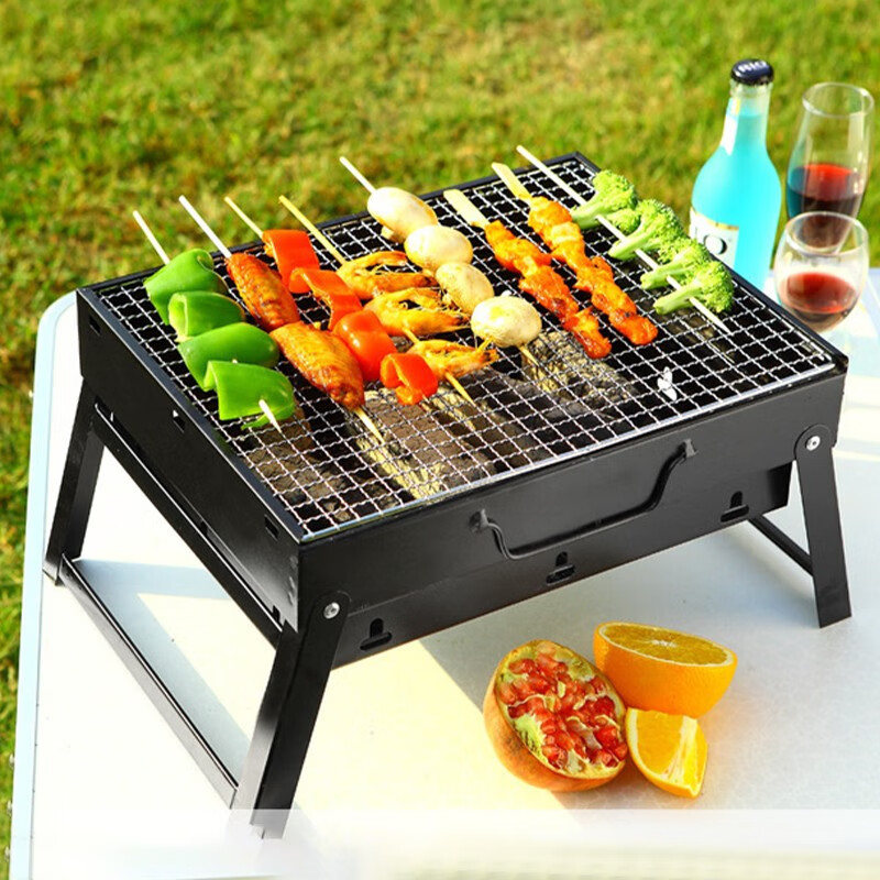 天丂烧烤架户外碳烧烤炉子可折叠免安装木炭烧烤架子便携式取暖烤火盆