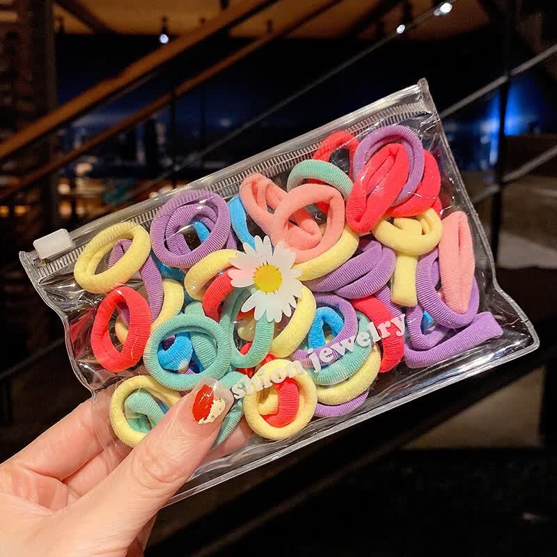 谢太太儿童发圈不伤发高马尾发绳扎头绳女童耐用高弹力橡皮筋小女孩皮套 混色50条装怎么看?