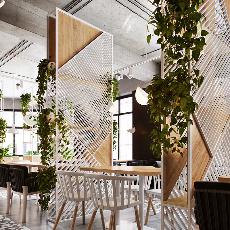 abdt北欧创意隔断置物架公司办公室餐厅咖啡厅铁艺绿植饭店卡座屏风