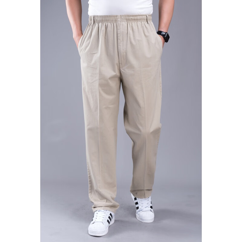 郡纬老爷爷老人松紧裤夏款男高腰深档裤子秋夏季大全棉长库中老年人休