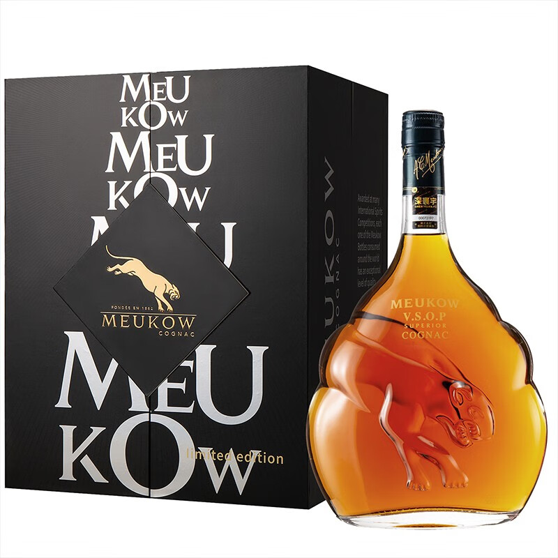 墨高(meukow)vsop干邑白兰地洋酒 法国原瓶进口 1000ml 商务宴请 佳节