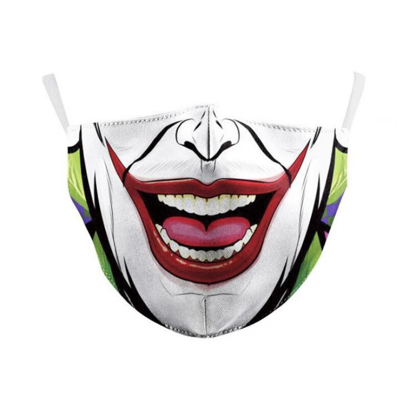 口罩嘴巴笑容仿真人脸图案口罩搞笑表情万圣节系列搞怪个性小丑可水洗
