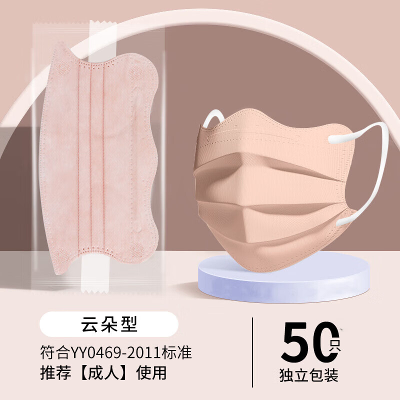 卫士立医用外科口罩防病毒3d一次性独立装蝶形女高颜值2024网红医用马卡 【医用】【云朵形】【紫色50只】独立包装