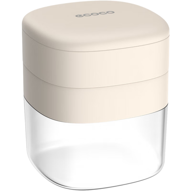 ecoco意可可冰块模具食品级按压冰格家用冰箱自制冰块储存盒冻冰块神器 象牙白冰格(18格球冰+储冰盒)