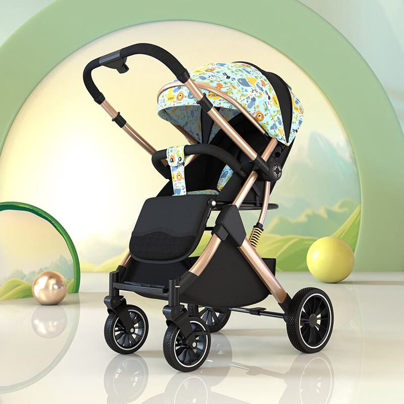 贝舒驰（BETSOCCI）婴儿推车可坐可躺双向超轻便携折叠简易四轮手推车新生儿童婴儿车 动物乐园【双向推行-可坐可躺】
