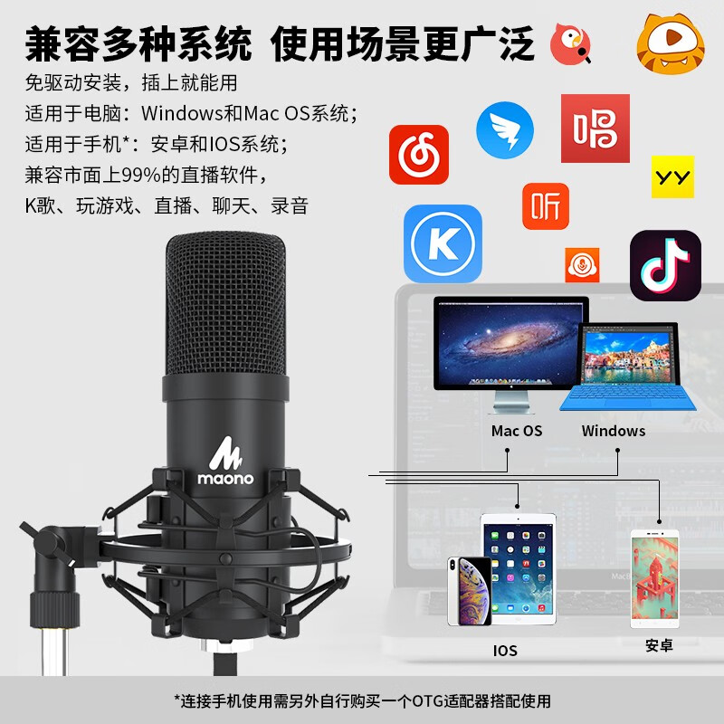闪克（Sudotack） 电脑麦克风笔记本USB专业电容麦唱歌游戏直播话筒录音配音网课K歌闪客啵啵麦 PM401T(新升级可监听）