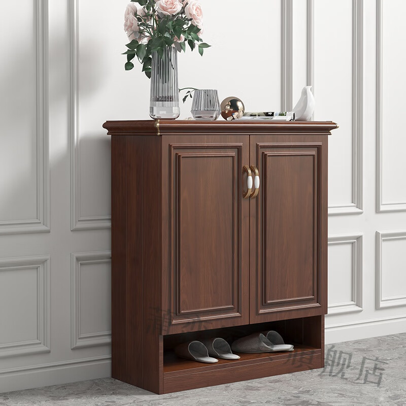 蒲恋 阳台柜全铝合金鞋柜家用门口新中式胡桃色户外阳台防水防晒储物